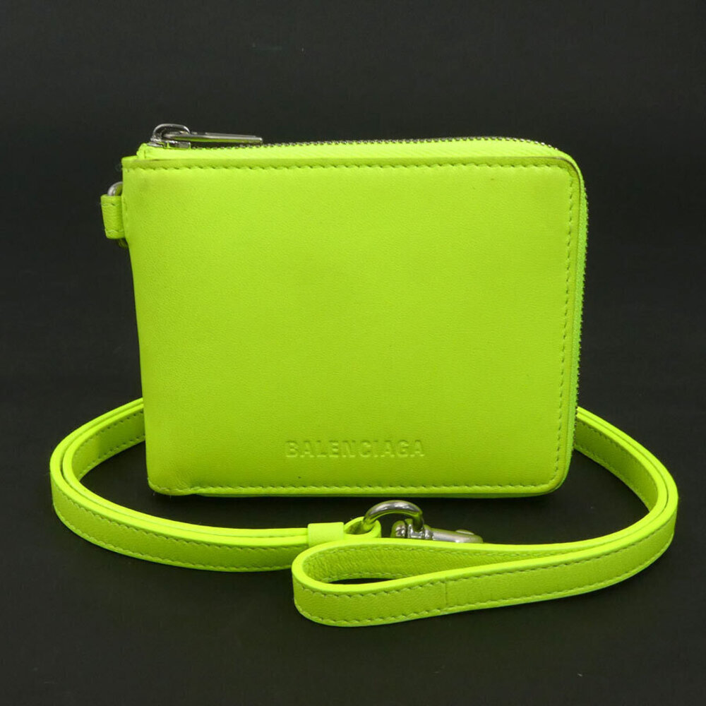 Balenciaga Bi fold wallet leather neon yellow